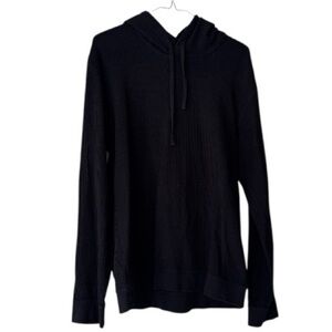 Vince Black Waffle-Knit Hooded Pullover men's